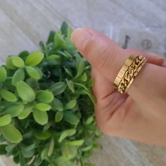 Men's Gold-Plated, Wide Band Spinner Ring with Roman Numerals NWT! - Size 7 - Picture 15 of 15